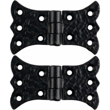 Imagem de SKANDH Dobradiças de ferro borboleta para portões de portas, armários, ferragens de porta de celeiro, revestimento em pó preto antigo (8,5 cm, pacote com 2)