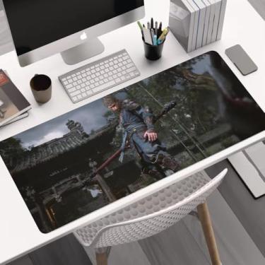 Imagem de Black Myth Wukong Game Mouse Pad – Tapete de mouse grande antiderrapante para jogos com bordas costuradas, tapete de mesa para laptop, computador e PC – almofada de pulso para jogadores, escritório e