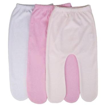 Imagem de Kit C/3 Mijão Com Pé Bebe Ribana Culote Canelado - Batutinhas Baby, Az