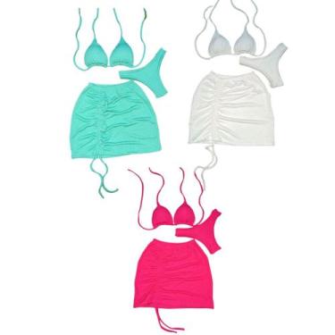 Imagem de Kit 3 Biquíni Com Saia peças Brilhante Premium - Praia - Betanqur, Ver
