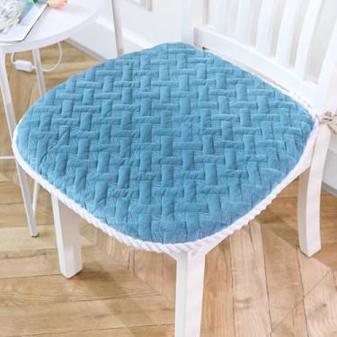 Imagem de PENGKTXXY Almofada de assento adornada confortável de cor sólida, durável, espessa, antiderrapante, almofada de cadeira respirável para quatro estações, para cadeira de escritório, cadeiras de jantar