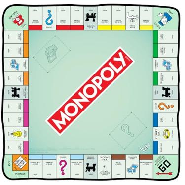 Imagem de Surreal Entertainment Cobertor Monopoly | Tabuleiro Monopoly | Cobertor Monopoly Throw | Tabuleiro de Monopólio Grande | Jogo de Tabuleiro Monopoly Gigante | 152 x 152 cm | Licenciado oficialmente