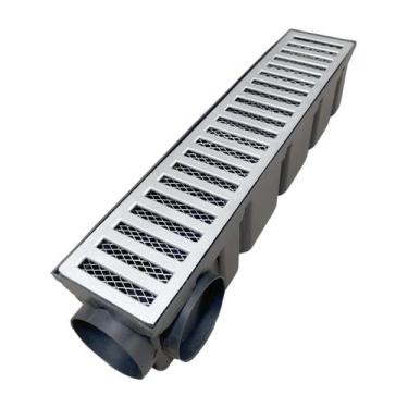 Imagem de Ralo Linear Quintal 10x50 Alumínio Cocho e Escoamento Plástico Modular