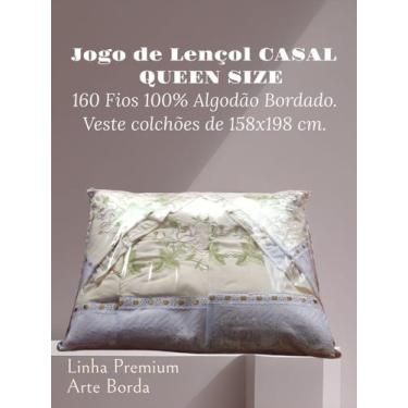 Imagem de Jogo De Lençol Bordado 4 Pçs Tamanho Casal Queen Size 4 Pcs - Arte Bor