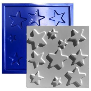 Imagem de Forma 3D Gesso e Cimento ABS 1mm - Estrelas 30x30 cm - Xmoldes Formas 