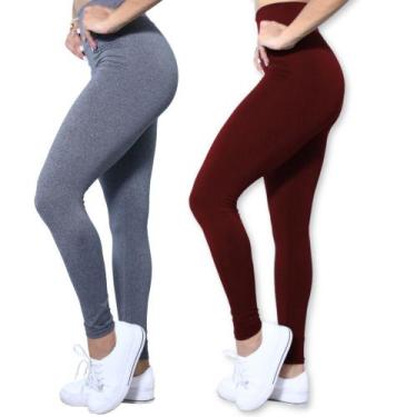 Imagem de Kit 2 Calças Legging Heide Ribeiro Leg Basic Suplex Ginástica, P, Cinz