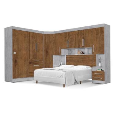 Imagem de Dormitório Completo Georgia J&A Avelã / Jequitibá Para Cama Box 1,58M Queen