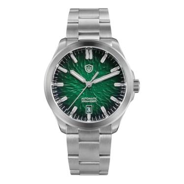 Imagem de watchdives Relógio masculino automático, WD0005, relógio esportivo NH35, relógios de pulso mecânicos, 39 mm, cúpula, cristal de safira, relógios luxuosos, Verde/com calendário