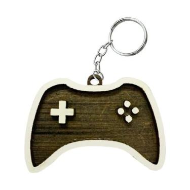 Imagem de Pacote 50 Chaveiro 3d Controle Gamer com Argola 5x3,5cm Mdf Madeira De