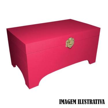 Imagem de Caixa Baú Pequeno com Fecho 24cm Mdf Madeira Pintado - ATACADÃO DO ART