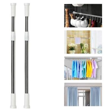 Imagem de 2 Varão Cortina de Banheiro Bastão Haste Retrátil 1,10 à 2mt - Fx