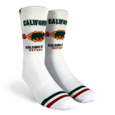 Imagem de Meia Esportiva Norden California Branco Cano Alto