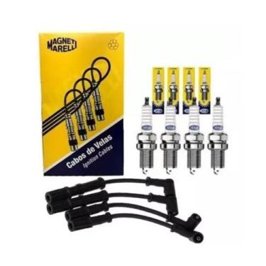 Imagem de Kit Velas e Cabos Ignição Palio Siena Fiorino 1.0 8v 97 98 99 2000 - M