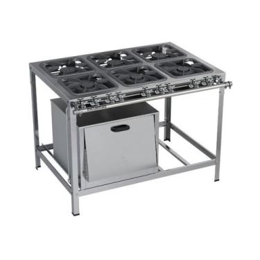 Imagem de Fogão Industrial 6 Bocas 30x30 Inox Forno P5 Top Metalmaq