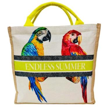 Imagem de Bolsa De Praia Estampada Arara Feminina Sacola Amarela - Lis