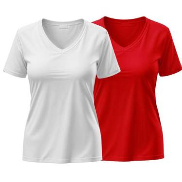 Imagem de Kit 2 Camisetas Feminina Dry Fit Básica Lisa Proteção Solar UV Térmica