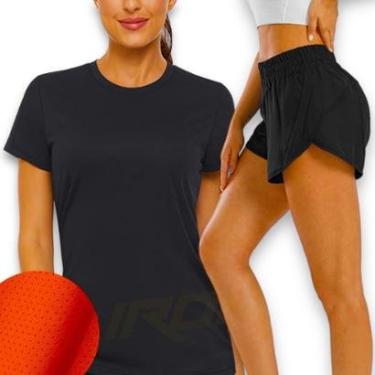 Imagem de Conjunto Camiseta Blusinha MALHA FRIA POLIAMIDA + Short TACTEL Yoga Academia Corrida 560-Feminino