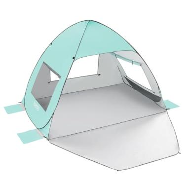 Imagem de TOBTOS Tenda de Praia Pop-Up Upf 50+, Guarda-Chuva de Praia, Abrigo Solar Automático para 2-3 Pessoas, Proteção Uv, Guarda-Sol Portátil, Cabana com Dossel para Bebê de Fácil Configuração, Leve com Bol