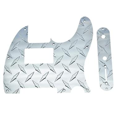 Imagem de KAISH Placa de diamante 8 furos Tele Humbucker Pickguard com placa de metal diamante placa de controle e parafusos para telecaster FD americano/mexicano prata