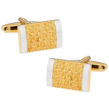 Imagem de Abotoaduras douradas e prateadas com caixa de apresentação Cuff-Daddy Rich, dois tons