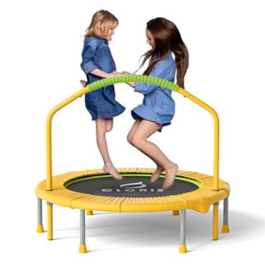 Imagem de CLORIS Trampolim dobrável de 38 pol./40 pol./48 pol. Mini trampolim de fitness rebote com alça de espuma ajustável para crianças/adultos, com capa acolchoada de segurança, melhor presente pa