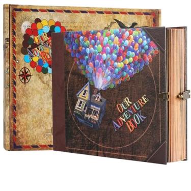 Imagem de AMAOGE álbum de fotos de álbum de recortes, nosso álbum de recortes de livro de aventura, palavras em relevo, filme de capa dura, álbum de recortes de viagem para aniversário, casamento, via