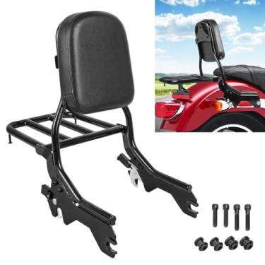 Imagem de DSISIMO Encosto Vertical Sissy Bar com Bagageiro e Kit de Ferragens de Encaixe Compatível com Harley Softail Flsl Fxst Heritage Classic Flhc Deluxe Flde Street Bob Fxbb 2018-2024 Passageiro Sissy Bar