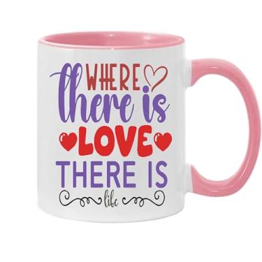 Imagem de SpreadPassion Caneca de café Where There Is Love There Is Life, presente para namorado e namorada, ideia de presente de dia dos namorados, presente para marido e esposa, ideia de presente de
