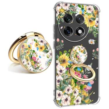 Imagem de CLATUK Capa para oneplus 13 mármore fina, antiqueda, à prova de choque, macia, à prova de choque, transparente, capas protetoras de telefone 16,82 polegadas (flores mar com suporte)