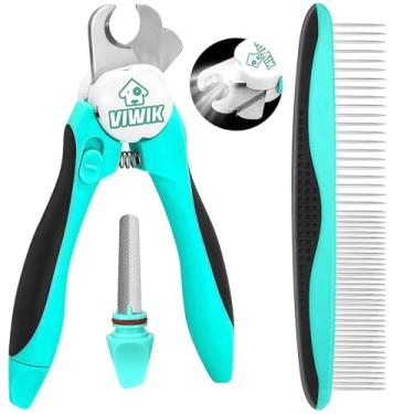 Imagem de VIWIK Aparadores de unhas para cães 2 em 1 com luz LED para linhagem, pente de cachorro, cortador de unhas para cães com sensor rápido e proteção de segurança para evitar cortes excessivos, cortador