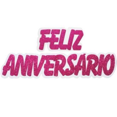 Imagem de Faixa Decoração Feliz Aniversário Glitter Rosa - 01 unid - piffer