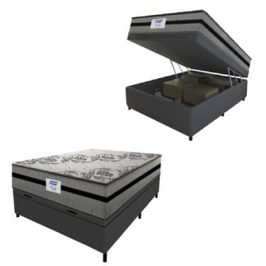 Imagem de Cama Box Baú Casal Colchão Gazin Com Molas Ensacadas Rubi 138x188x73cm