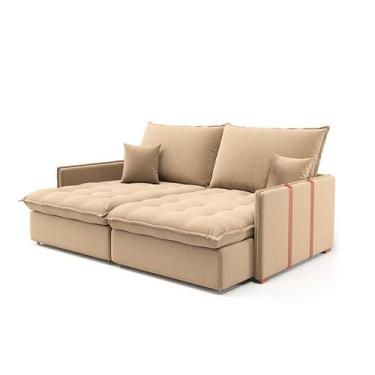 Imagem de Sofá Retrátil Sem Caixa 2 lugares Solomons Linho Bege - Mobly