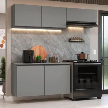 Imagem de Armário de Cozinha Compacta Suspenso 200cm Cinza Nice Madesa 02, Cinza