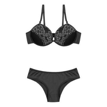 Imagem de Calcinha Sutiã Conjunto Liso Renda Bojo Microfibra Poliéster - Tayane,