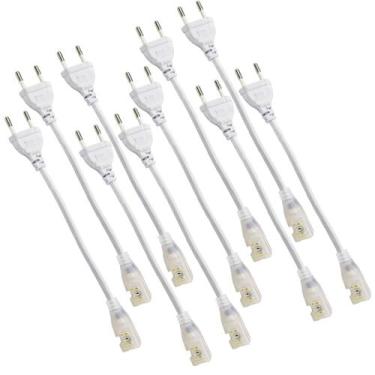 Imagem de Conector Plug Rabicho Fita de LED 8mm Kit 10 Unidades Fonte Tomada San