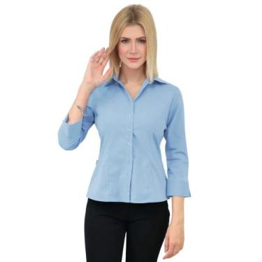 Imagem de Camisa Feminina Manga 3/4 Grafil - Camisete - DEMORGAN, Azul, EGG