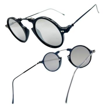 Imagem de Óculos de Sol Redondo Feminino Masculino Contemporâneo Casual Joachim Heat Moda Europa, Proteção UV400 (Black Silver - Cor 1)