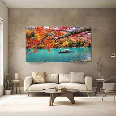 Imagem de Quadro Para Sala Hall Barco Rio Recepção Decoração Tela Canvas Grande 100x70