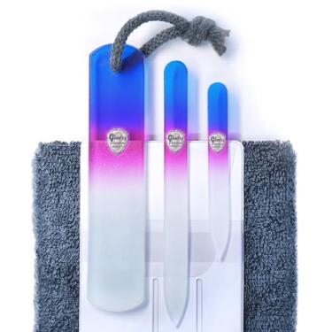 Imagem de Conjunto de lixa de unha de vidro tcheco genuíno – superfície de grão diferente gravada dupla face, removedor de calos, manicure e pedicure, arte profissional para unhas e unhas, toalha de algodão, qualidade premium da Gladzy