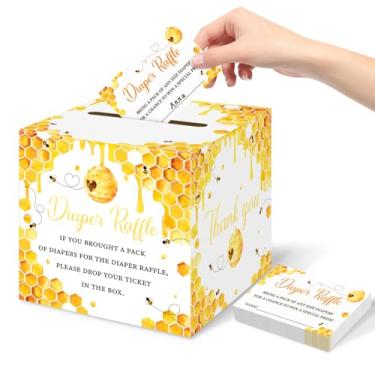 Imagem de Jogos de chá de bebê com tema de abelha, caixa de cartão sorteio de fraldas A Little Honey Baby Is On The Way com ingressos para decoração de chá de bebê de menina ou menino