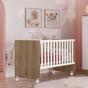 Imagem de Berço Grade fixa Doce Sonho Reto 95,0cm x 132,4cm x 64,0cm Carvalho/Branco