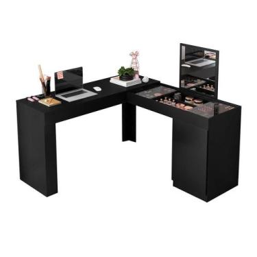 Imagem de Escrivaninha Penteadeira c/Nicho 136 Preto-D'Rossi - DROSSI