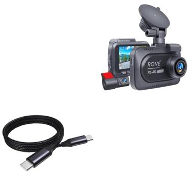 Imagem de BoxWave Cabo compatível com Rove R2-4K Dual Dash Cam - Cabo DirectSync PD (0,9 m) - USB-C para USB-C (100W), cabo trançado tipo C de carregamento e sincronização de 90 cm - Preto (Jet Black)