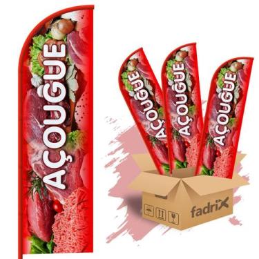 Imagem de Wind Banner Dupla Face 3mt Completo Açougue Kit C/ 3unds - Fadrix