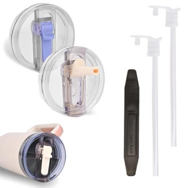 Imagem de Pacote com 2 tampas ProTour removíveis para copo Stanley de 850 g, com tampas Stanley à prova de vazamento, tampa de canudo flip para Stanley, tampas de copo sem derramamento, acessórios de copo para