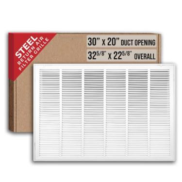 Imagem de Serve para abertura de duto de 76 x 50 cm | Grade de filtro de ar de retorno de aço da Handua [porta removível] para filtros de 2,5 cm | Grelha de cobertura de ventilação | Branca | Grade de entrada