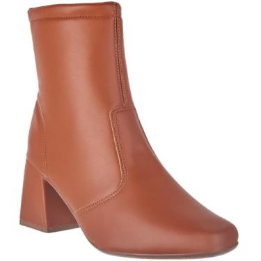 Imagem de Bota Bico Quadrado Feminina Cano Médio Salto Modelo Atual Moderno (Caramelo, BR, Adulto, Numérico, 40)