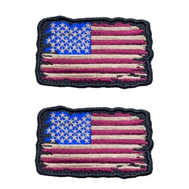 Imagem de 2 peças emblema bandeira americana gancho e laço prendedor colorido bordado removível militar aplique tático acessórios para jaqueta, colete, roupas, mochilas, chapéus, jeans, fantasia de placa de