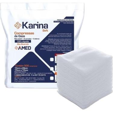 Imagem de Compressa De Gaze Karina 9 Fios 500 Unidades Algodão